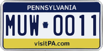 PA license plate MUW0011