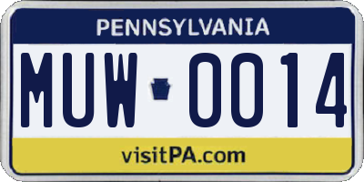 PA license plate MUW0014