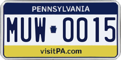 PA license plate MUW0015