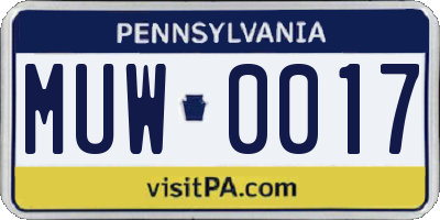 PA license plate MUW0017