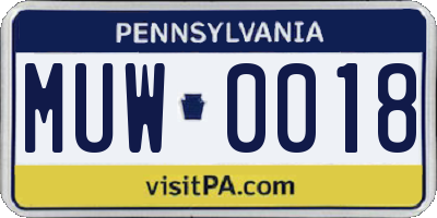 PA license plate MUW0018