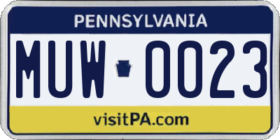 PA license plate MUW0023