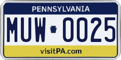 PA license plate MUW0025