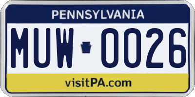 PA license plate MUW0026
