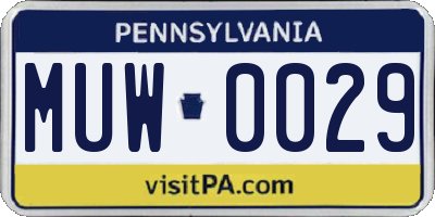 PA license plate MUW0029