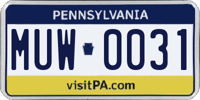 PA license plate MUW0031