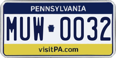 PA license plate MUW0032