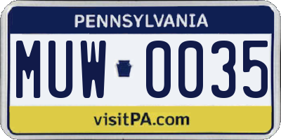 PA license plate MUW0035