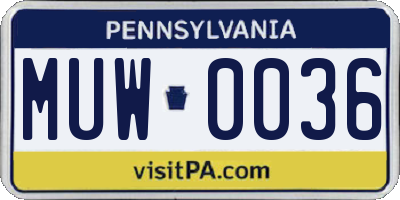 PA license plate MUW0036