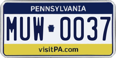 PA license plate MUW0037