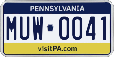 PA license plate MUW0041