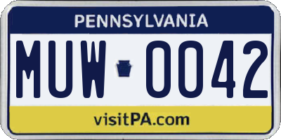 PA license plate MUW0042