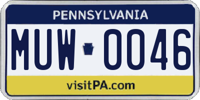 PA license plate MUW0046