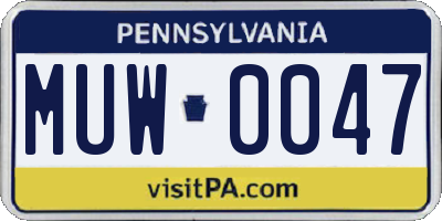 PA license plate MUW0047