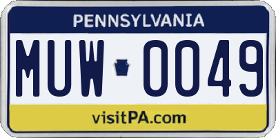 PA license plate MUW0049