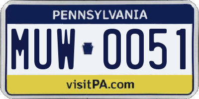 PA license plate MUW0051