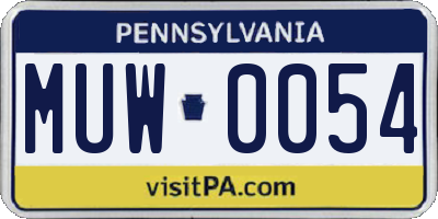 PA license plate MUW0054