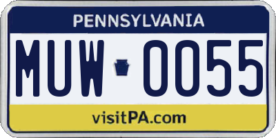 PA license plate MUW0055