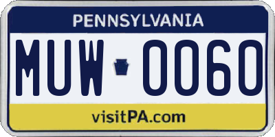 PA license plate MUW0060
