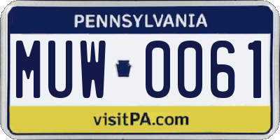 PA license plate MUW0061