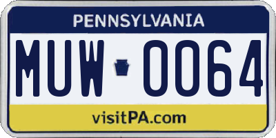 PA license plate MUW0064