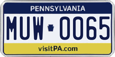 PA license plate MUW0065