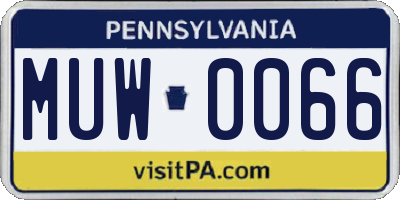 PA license plate MUW0066