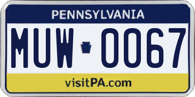 PA license plate MUW0067