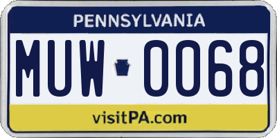PA license plate MUW0068