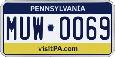 PA license plate MUW0069
