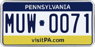 PA license plate MUW0071
