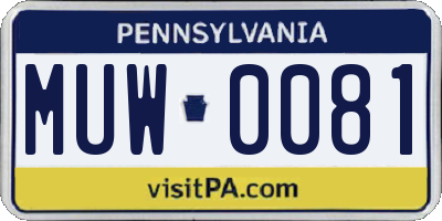 PA license plate MUW0081