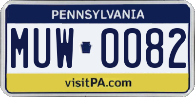 PA license plate MUW0082