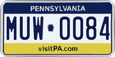 PA license plate MUW0084