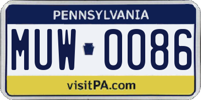 PA license plate MUW0086