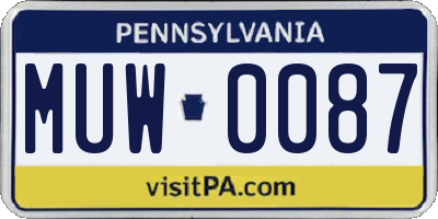 PA license plate MUW0087