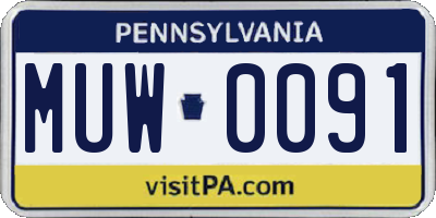 PA license plate MUW0091