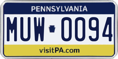 PA license plate MUW0094