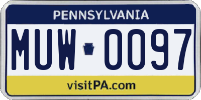 PA license plate MUW0097