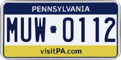 PA license plate MUW0112