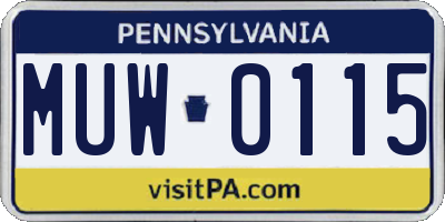 PA license plate MUW0115