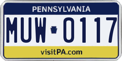 PA license plate MUW0117