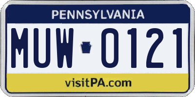 PA license plate MUW0121