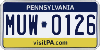 PA license plate MUW0126