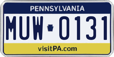 PA license plate MUW0131