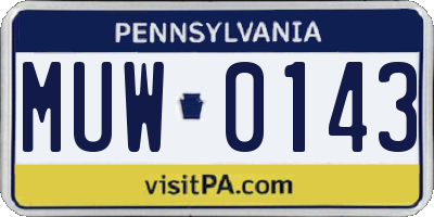 PA license plate MUW0143