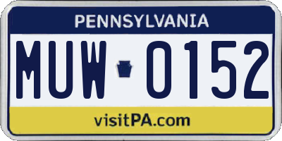 PA license plate MUW0152
