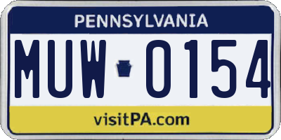 PA license plate MUW0154