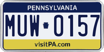 PA license plate MUW0157