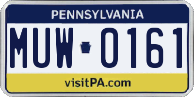 PA license plate MUW0161